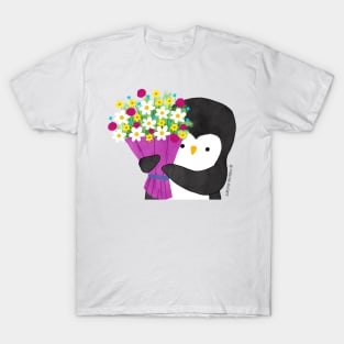 Penguin with Flowers T-Shirt